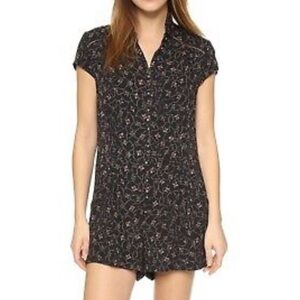 FREE PEOPLE Debby Dot Romper in Black Cap Sleeve Boho Cottagecore Sz Small